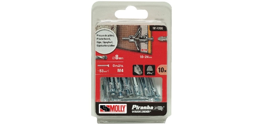 Cheville métallique à expension - D : 4 mm - l : 46 mm - avec vis métrique