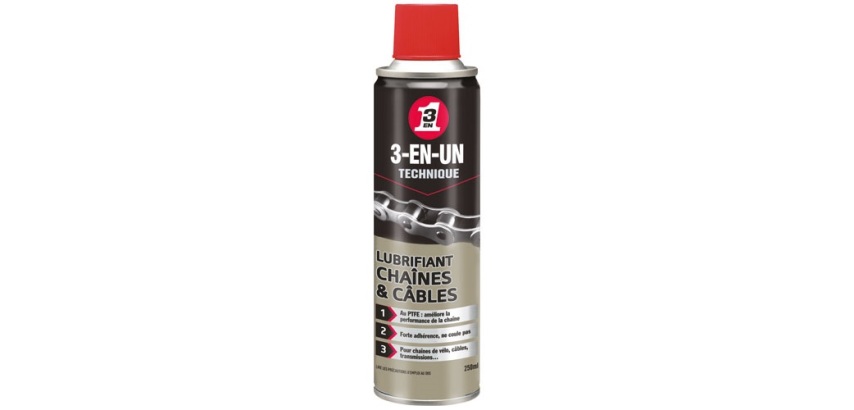 Bombe lubrifiant chaînes et câbles- 250 mL