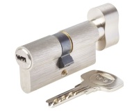 Cylindre à bouton Série 1000+ 30x30 mm nickelé - 6 goupilles - anti-perçage