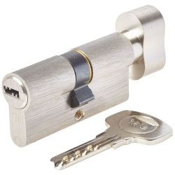 Cylindre à bouton Série 1000+ 30x30 mm nickelé - 6 goupilles - anti-perçage