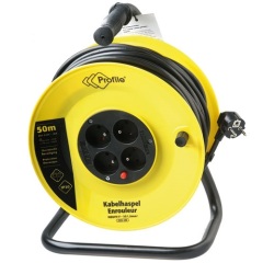 Enrouleur de chantier - 50 m - 3G1.5mm² - 4 prises - jaune