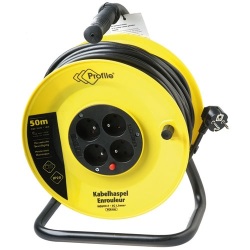 Enrouleur de chantier - 50 m - 3G1.5mm² - 4 prises - jaune