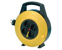 Enrouleur ménager - 10 m - 3G1.5 mm² - 4 prises -  noir/jaune