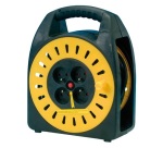 Enrouleur ménager - 15 m - 3G1.5 mm² - 4 prises -  noir/jaune