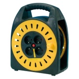 Enrouleur ménager - 15 m - 3G1.5 mm² - 4 prises -  noir/jaune