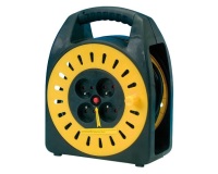 Enrouleur ménager - 15 m - 3G1.5 mm² - 4 prises -  noir/jaune