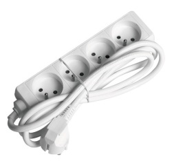 Bloc multiprises- 4x2P+T - 1.5m - blanc
