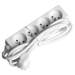 Bloc multiprises- 4x2P+T - 1.5m - blanc