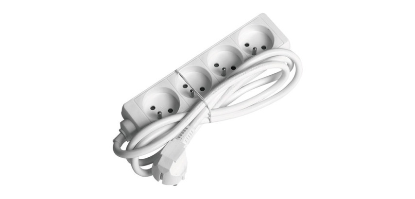 Bloc multiprises- 4x2P+T - 1.5m - blanc