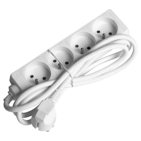 Bloc multiprises- 4x2P+T - 1.5m - blanc