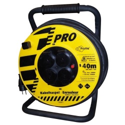 Enrouleur de chantier - en néoprène - 40 m - 3G2.5mm² - 4 prises - IP44 - j