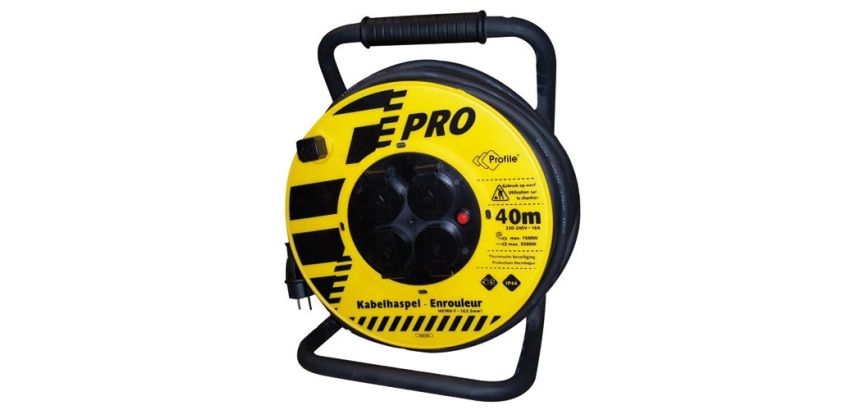 Enrouleur de chantier - en néoprène - 40 m - 3G2.5mm² - 4 prises - IP44 - j