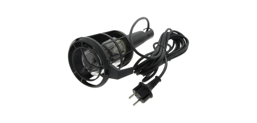 Baladeuse avec grille  et  crochet plastique - E27 - 60W - 5 m - noir