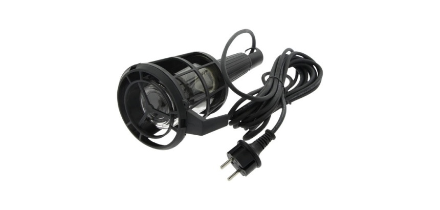 Baladeuse avec grille  et  crochet plastique - E27 - 60W - 5 m - noir