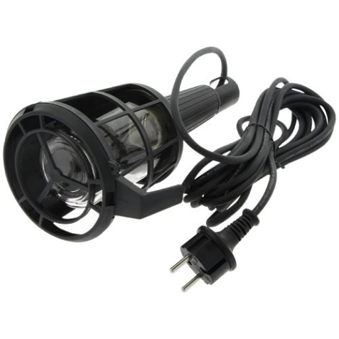 Baladeuse avec grille  et  crochet plastique - E27 - 60W - 5 m - noir