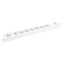 Bloc multiprises avec interrupteur - 8x2P+T - 1.5 m - blanc