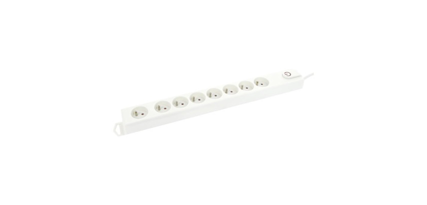 Bloc multiprises avec interrupteur - 8x2P+T - 1.5 m - blanc