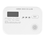 Détecteur de monoxyde de carbone  - 3xAA - 1A - 85dB - écran LCD -  blanc