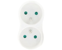 Multiprise - 2x 2P+T - 16A - lot de 2 - blanc