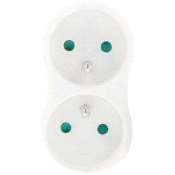 Multiprise - 2x 2P+T - 16A - lot de 2 - blanc