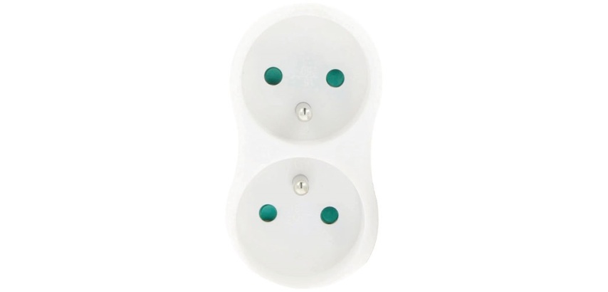 Multiprise - 2x 2P+T - 16A - lot de 2 - blanc