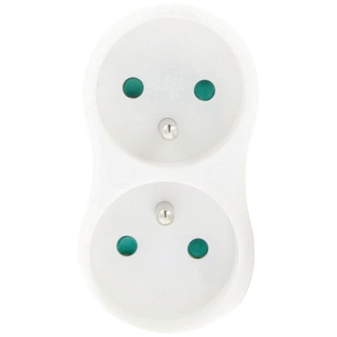 Multiprise - 2x 2P+T - 16A - lot de 2 - blanc