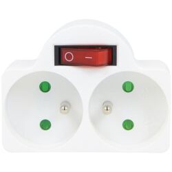 Biplitte 16A avec interrupteur 2P+T - blanc