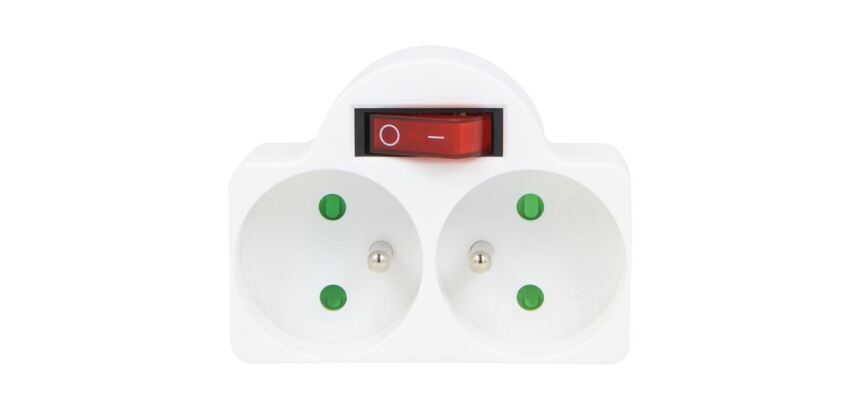 Biplitte 16A avec interrupteur 2P+T - blanc
