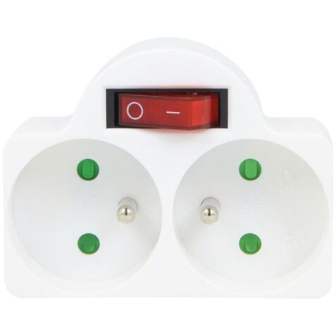 Biplitte 16A avec interrupteur 2P+T - blanc