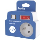 Multprise- 2x 2P+T - avec interrupteur - USB-A et USB-C - blanc