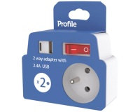 Multprise- 2x 2P+T - avec interrupteur - USB-A et USB-C - blanc