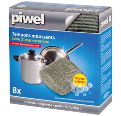 Tampon moussant - laine d'acier avec savon - lot de 8