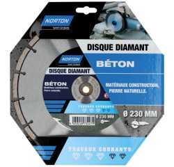 Disque diamant - 230 x 22.23 mm - travaux courants béton - lot de 1