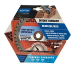 Disque diamant - 115 x 22.23 mm - travaux courants briques - lot de 1