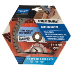 Disque diamant - 115 x 22.23 mm - travaux courants briques - lot de 1