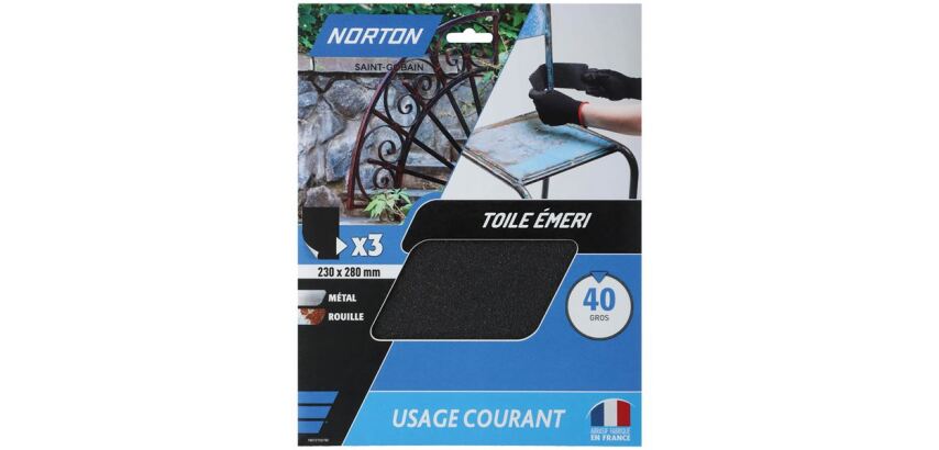 Feuille toile émeri - grain de 40 - spéciale décapage - usage courant - L :