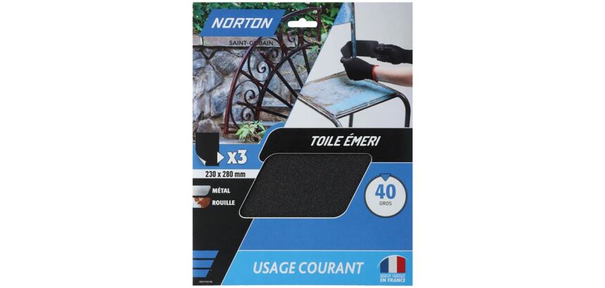 Feuille toile émeri - grain de 40 - spéciale décapage - usage courant - L :