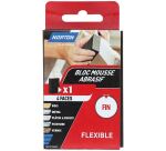 Eponge abrasive - bloc mousse - 4 faces - grain fin - flexible - L : 100 mm