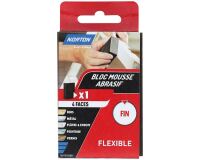 Eponge abrasive - bloc mousse - 4 faces - grain fin - flexible - L : 100 mm