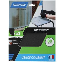 Feuille toile émeri - grain de 80 - spéciale ponçage - usage courant - L :