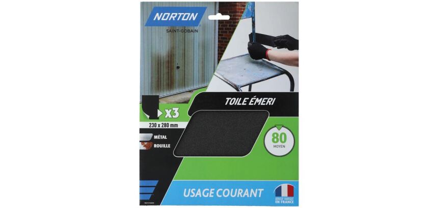 Feuille toile émeri - grain de 80 - spéciale ponçage - usage courant - L :