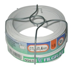 Fil attache - plastifié blanc - 6 mm - bobine 50 m