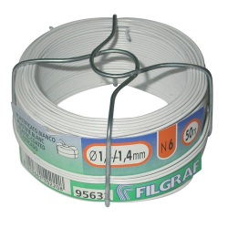 Fil attache - plastifié blanc - 6 mm - bobine 50 m