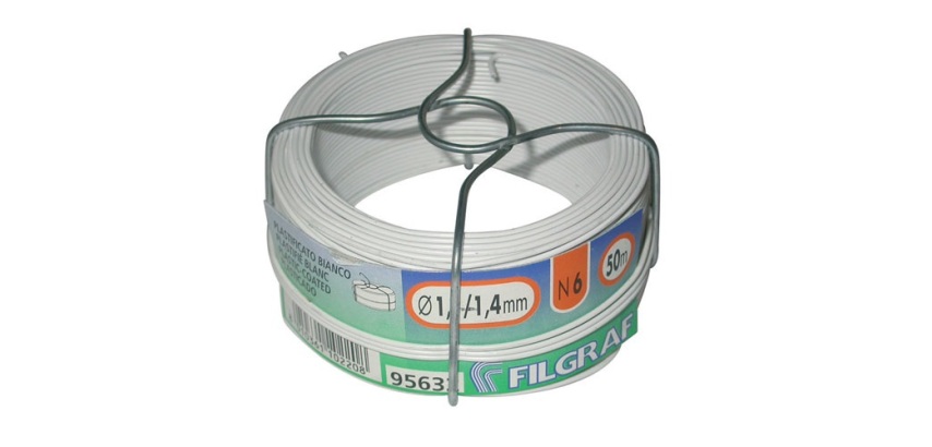 Fil attache - plastifié blanc - 6 mm - bobine 50 m