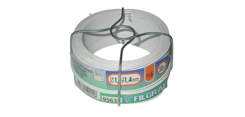 Fil attache - plastifié blanc - 6 mm - bobine 50 m