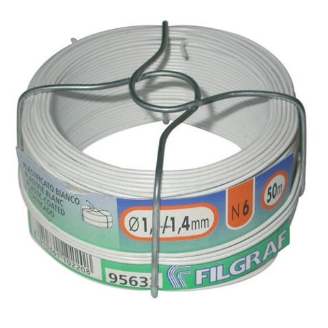 Fil attache - plastifié blanc - 6 mm - bobine 50 m