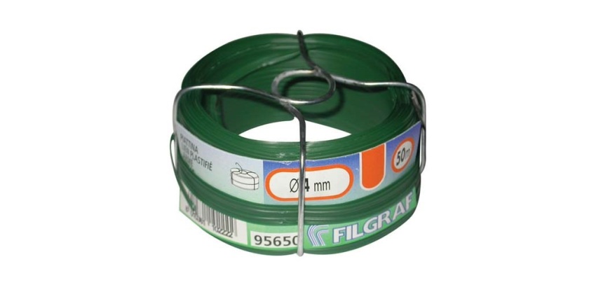 Fil attache plastifié vert - 50 m - D: 4 mm