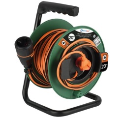 Enrouleur jardin 16A 250V - Electralock - L : 20 m - 2x1.5mm²  - orange /no