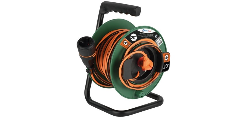 Enrouleur jardin 16A 250V - Electralock - L : 20 m - 2x1.5mm²  - orange /no
