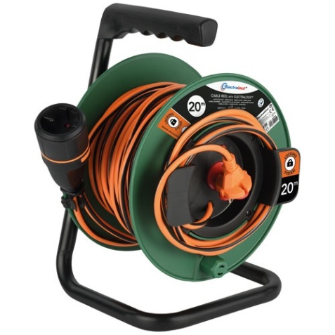 Enrouleur jardin 16A 250V - Electralock - L : 20 m - 2x1.5mm²  - orange /no